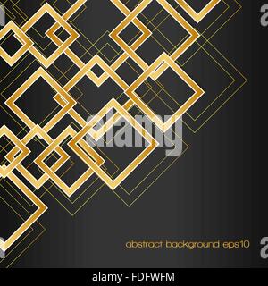 Abstract sfondo con golden rhombus fotogrammi e linee su nero. template vettoriale per il tuo design Illustrazione Vettoriale