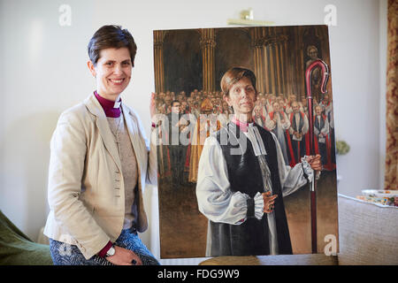 Libby Lane, chiesa di Inghilterra del Vescovo di Stockport artista artwork arte creativa ritratto dipinto da Jane Allison artista detenute da Foto Stock