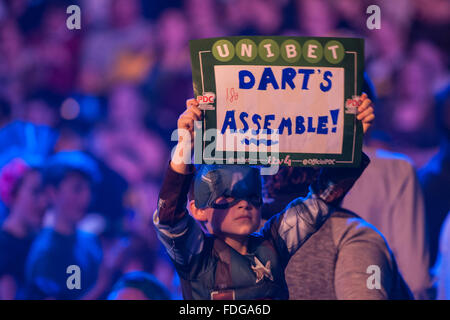 ArenaMK, Milton Keynes, Regno Unito. 31 gennaio, 2016. Unibet Masters Freccette campionato. Freccette fan. Credito: Azione Sport Plus/Alamy Live News Foto Stock