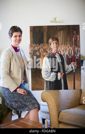 Libby Lane, chiesa di Inghilterra del Vescovo di Stockport artista artwork arte creativa ritratto dipinto da Jane Allison artista detenute da Foto Stock