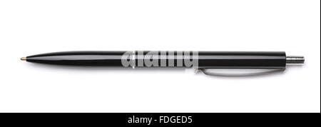 Vista superiore del black penna a sfera isolato su bianco Foto Stock