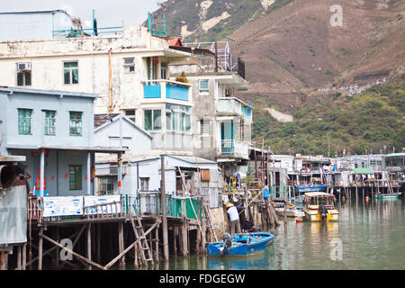 Palafitte in Tai O villaggio di pescatori di Hong Kong Foto Stock