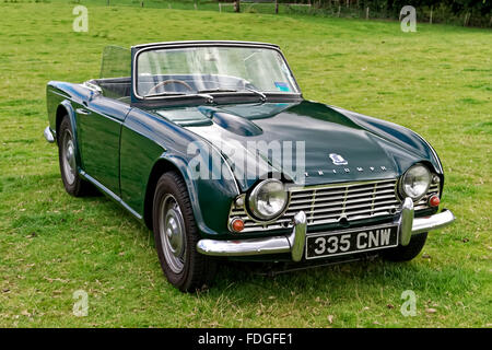 Un fabbricato Britannico Triumph TR4 2 porte sport roadster auto presso il 2004 Breamore House Classic Car Show, Hampshire, Regno Unito. Foto Stock