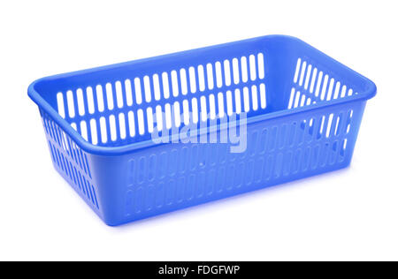 Plastica blu tray di storage isolato su bianco Foto Stock