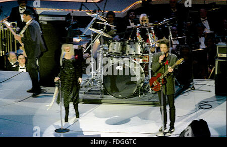 Landover, Maryland, USA, 19 gennaio, 1993 Stevie Nicks e Fleetwood Mac di eseguire a President-Elect William Jefferson Clinton galà inaugurale. Credito: Mark Reinstein Foto Stock