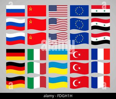 Impostare delle bandiere di paesi in tutto il mondo. illustrazione vettoriale Illustrazione Vettoriale