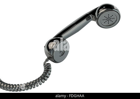 Il ricevitore del telefono isolato su sfondo bianco Foto Stock