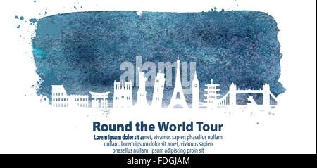 Viaggio. Attrazioni turistiche del mondo. illustrazione vettoriale Illustrazione Vettoriale