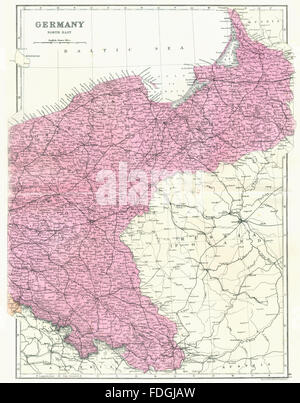 Germania Polonia:Impero Tedesco NE:la Prussia Pomerania Posen Slesia. Bacon, 1895 Mappa Foto Stock