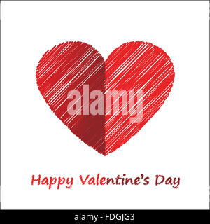 San Valentino con scheda disegnati a mano cuore. Eps vettoriali 10. Foto Stock