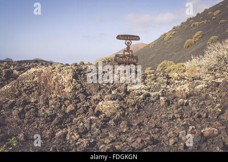 Parco Nazionale di Timanfaya a Lanzarote, Isole Canarie, Spagna Foto Stock