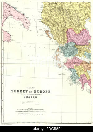 I BALCANI E LA GRECIA SW foglio: Albania Macedonia Grecia occidentale. Bacon, 1895 mappa vecchia Foto Stock