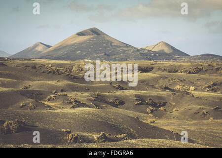 Parco Nazionale di Timanfaya a Lanzarote, Isole Canarie, Spagna Foto Stock