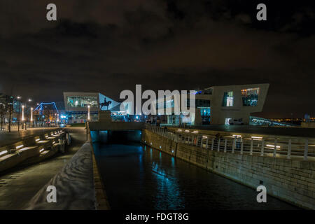 Liverpool Promenade notte Museum di Liverpool fiume Mersey Lancashire Foto Stock