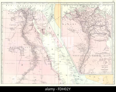 Egitto: Nord foglio: Inset Suez Canal Delta del Nilo. Bahari Vostani. Bacon, 1895 Mappa Foto Stock