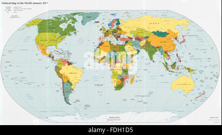 Mappa politica del mondo nel gennaio 2015 (Robinson proiezione) Foto Stock