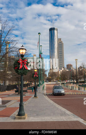 Il Centennial Olympic Park e il Westin Tower Foto Stock