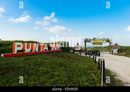 Punta Sur Eco Beach Park Sign In Cozumel, Messico Foto Stock