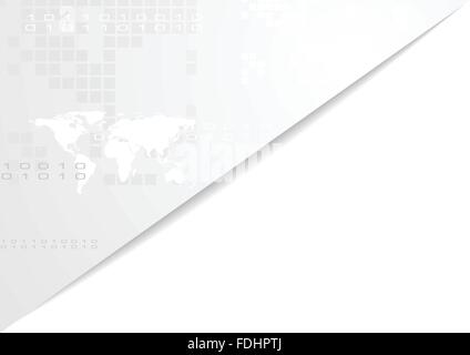 Grigio chiaro tecnologia background aziendale con mappa del mondo. Vector Graphic design Illustrazione Vettoriale