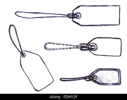 Matita-disegnato disegnati a mano Grunge cartellini Foto Stock