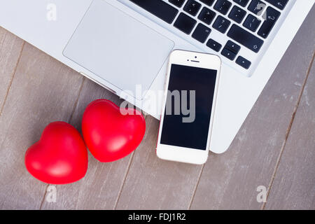 Desktop in stile moderno con telefono Foto Stock