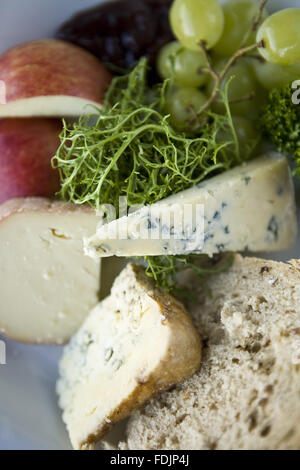 Formaggio plowmans pranzo con fatti a mano il pane nel ristorante presso il castello di Sissinghurst giardino, Kent. Foto Stock