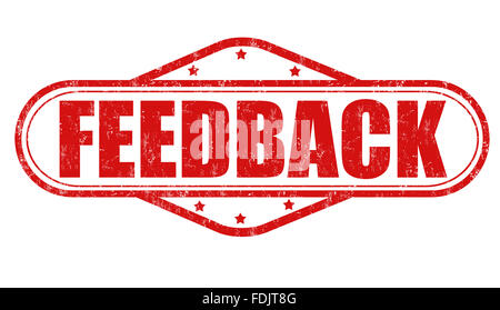 Feedback grunge timbro di gomma su sfondo bianco Foto Stock