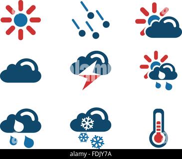 Meteo semplici icone vettoriali Illustrazione Vettoriale