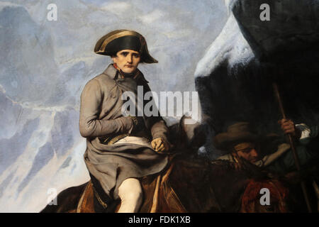 Napoleone Bonaparte (1769-1821). Bonaparte attraversamento delle Alpi, 1850. Da Paul Delaroche (1797-1856). Viaggio Napoleone Foto Stock