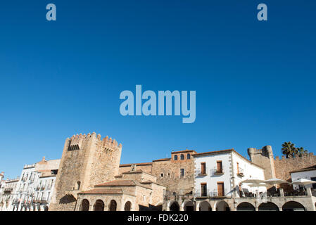 Piazza principale, Caceres, Estremadura, Spagna Foto Stock