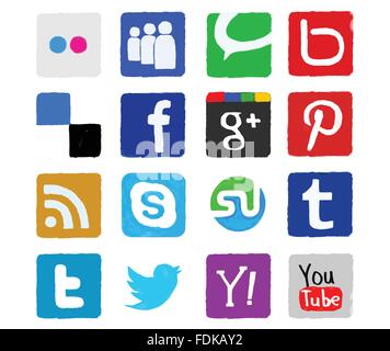 Disegnate a mano i Social Media icone (Vector) Illustrazione Vettoriale