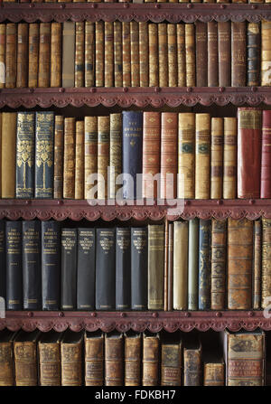 Dettaglio del XIX secolo Librerie Libreria a Chirk Castle, Wrexham. Foto Stock