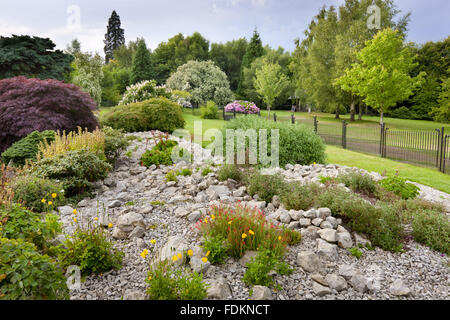 Il Rock Garden nel mese di agosto a Emmetts giardino, Kent. Foto Stock