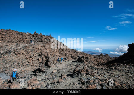 Paesaggio vulcanico, la cima del monte Teide, stazione superiore, Parco Nazionale di Teide Parque Nacional de Las Canadas del Teide Foto Stock
