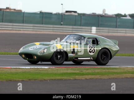 Un AC Cobra Daytona, che partecipano al Trofeo Internazionale per le classiche vetture GT, (Pre 66), a Silverstone Classic 2015 Foto Stock