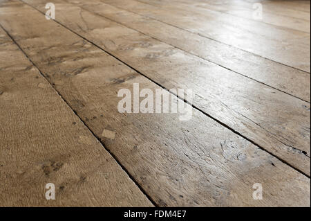 Parquet in rovere nella camera marrone a Tredegar House, Newport, nel Galles del Sud. Foto Stock