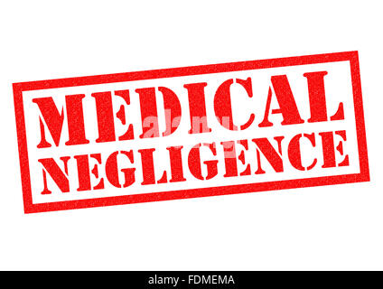 Negligenza medica rosso timbro di gomma su uno sfondo bianco. Foto Stock