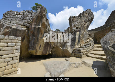 Machu Picchu, Perù, Sito Patrimonio Mondiale dell'UNESCO nel 1983. Una delle nuove sette meraviglie del mondo. Foto Stock