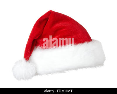 Rosso di Santa Claus hat isolato su bianco. Foto Stock