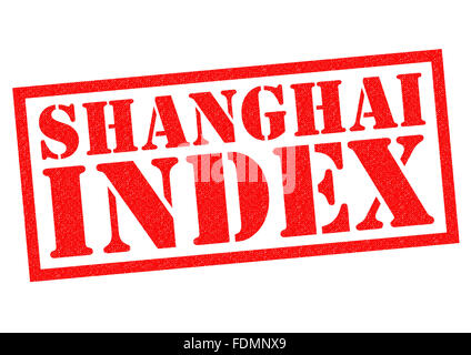 Indice di Shanghai rosso timbro di gomma su uno sfondo bianco. Foto Stock