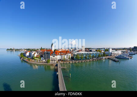 Friedrichshafen, Lago di Costanza, vista da Moleturm, Alta Svevia, Regione Bodensee, Baden-Württemberg, Germania Foto Stock