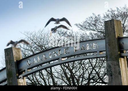 Ingresso al Parco di Carlisle, Morpeth, Northumberland Foto Stock