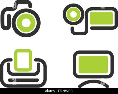 Foto video icon set Illustrazione Vettoriale