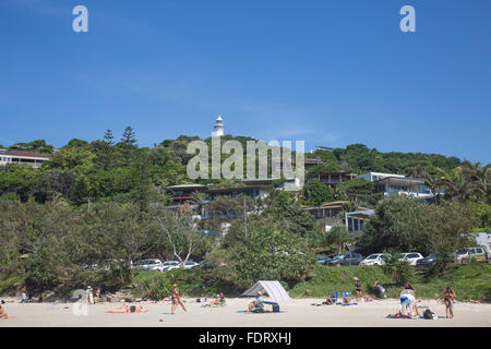 Byron Bay, popolare spiaggia città di vacanze sulla costa nord del Nuovo Galles del Sud, Australia Foto Stock