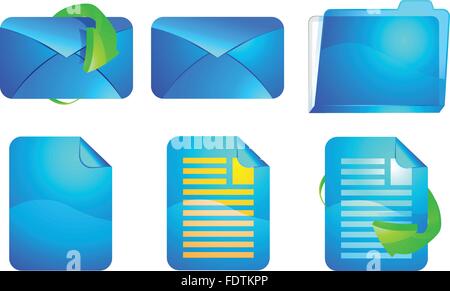 Carta blu e icone delle buste Illustrazione Vettoriale