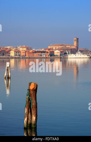 Vista di Chioggia, cittadina nella laguna di Venezia Foto Stock