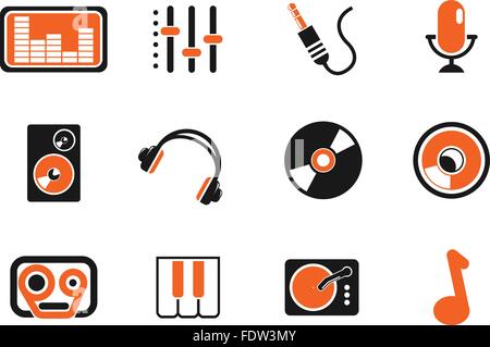 Musica e audio semplici icone vettoriali Illustrazione Vettoriale