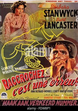 Siamo spiacenti, numero sbagliato - Francese poster del filmato Foto Stock