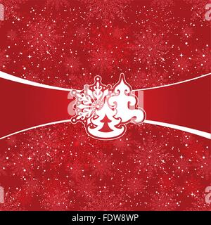 Cartolina luminoso con alberi di Natale e neve Illustrazione Vettoriale