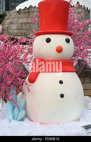 Pupazzo di neve(installazione arte） in inverno a chongqing,Cina Foto Stock